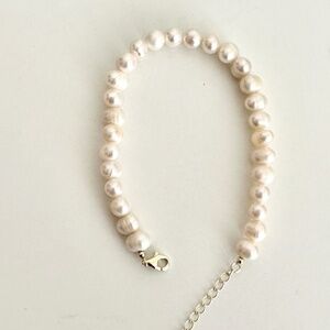Real pearl 18k gold plated sterling silver bracelet